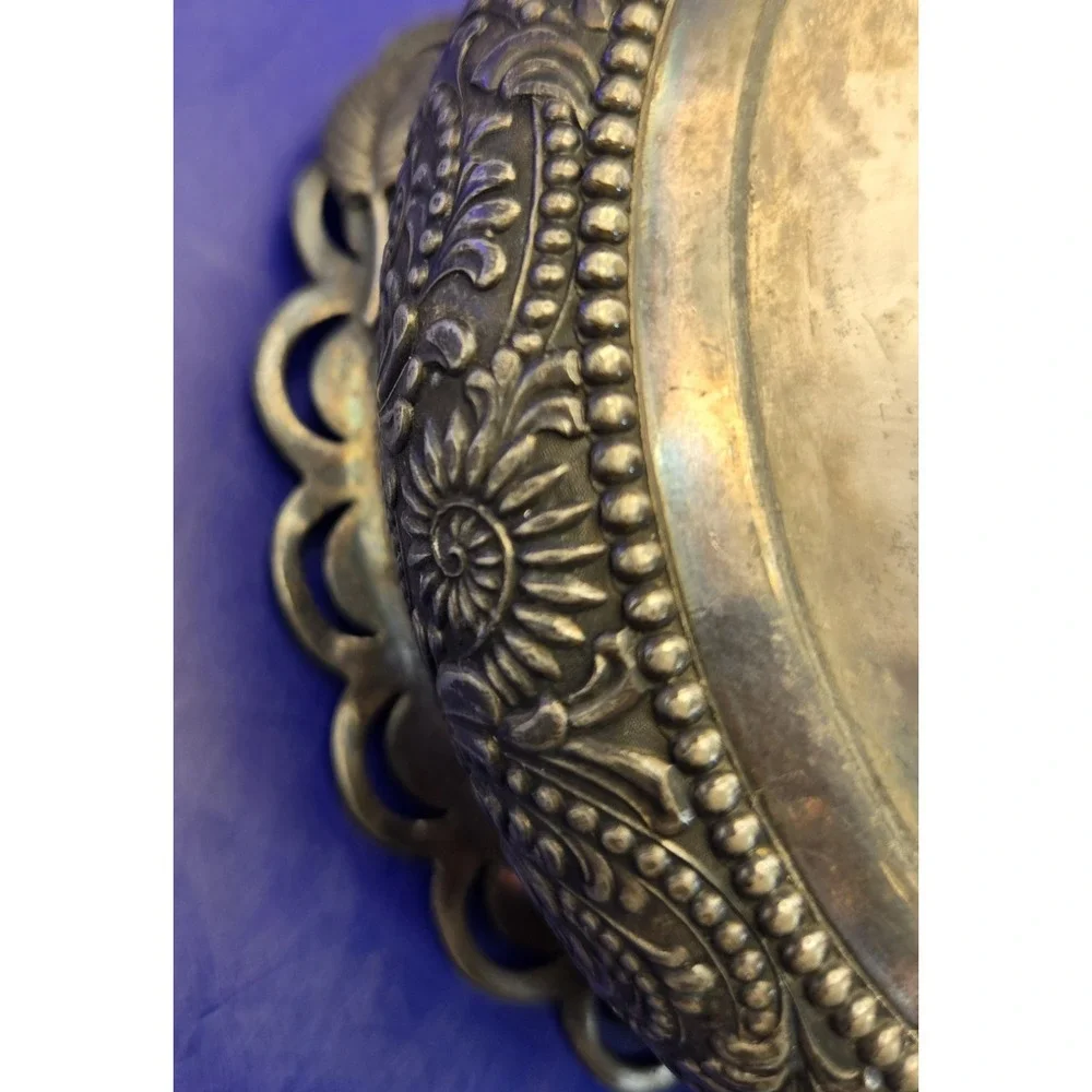 Silver Plated Basket Style With Handle Antique‎ Marked 37 Gilt